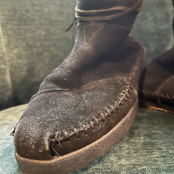 TOMS 8.5 Nepal Suede Boots Black Boho Ties - Picture 4 of 11